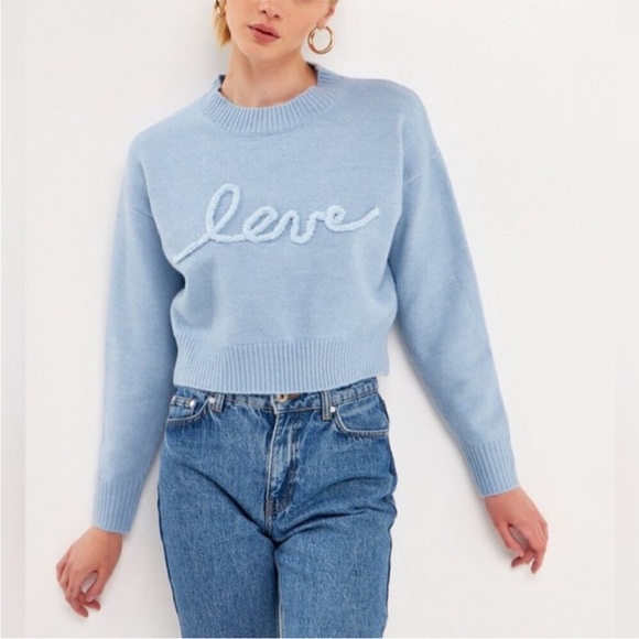 Endless Rose Sweaters - Blue “love” sweater